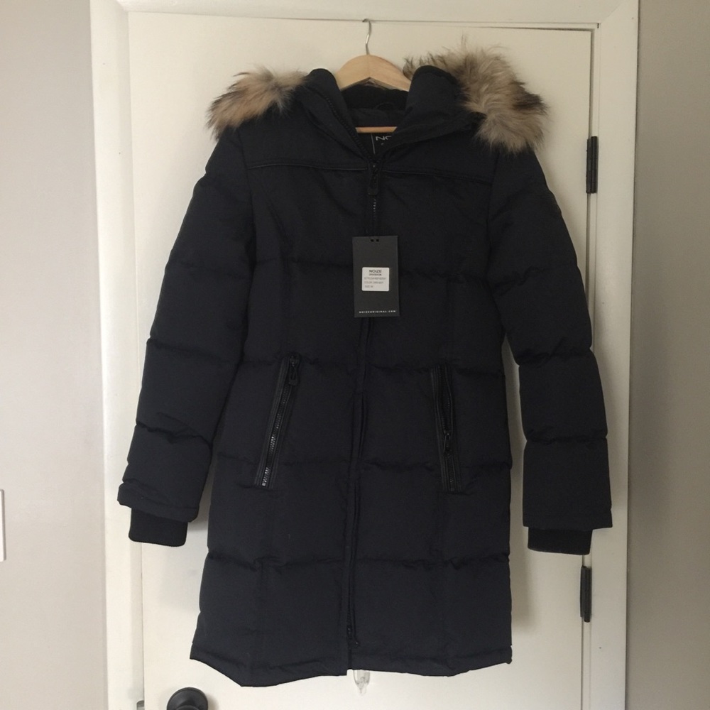 NWT Noize Down Alternative Parka Coat, Navy Blue